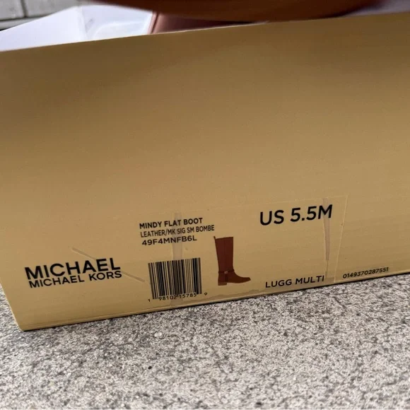 Michael Kors Mindy Leather and Signature Logo Trim Boot over the Knee - Picture 14 of 15